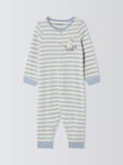 John Lewis ANYDAY Baby Stripe Dalmatian Footless Sleepsuit, Blue