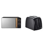 Russell Hobbs RHMM713B-N 17L 700w Scandi Compact Black Manual Microwave with 5 Power Levels & 21641 Textures 2-Slice Toaster, 700-850 W, Black