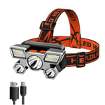 5-LED Pannlampa USB-uppladdningsbar B5 Svart