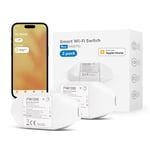 Interrupteur Connecte Wifi,Interrupteur Intelligent Compatible Avec Apple Homekit,Alexa Et Google Home,10A Diy Commutateur Avec Commande Vocale,Contrôle A Distance Et Fonction Du Temps