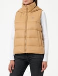 Tommy Hilfiger Women's Casual Down Gilet with Hood, Beige (Classic Khaki), L