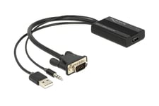 Delock VGA to HDMI Adapter with Audio - adapter för video / ljud - HDMI / VGA - 25 cm