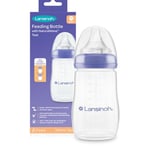 Lansinoh Anti Colic Baby Bottle - 240ml - NaturalWave® Medium Flow Teats Reduces Nipple Confusion + New Stackable Lid Breast Milk Storage Bottles Breastfeeding Bottle Feeding - Baby Bottles