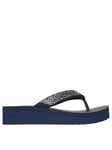 Skechers Vinyasa Wild Daisies Floral Gem Thong W/ Yoga Foam Sandal - Navy, Navy, Size 5, Women