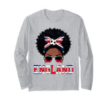 England black women messy bun soccer Long Sleeve T-Shirt