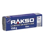 RAKSO Laine d'acier inoxydable fine - 150g, 1 banderole, inoxydable, lisse les bois tanniques sans coloration bleue du grain, Paille de Fer pour Nettoyage Délicat et Entretien