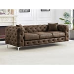 Vente-unique Canapé 3 places chesterfield en microfibre aspect cuir vieilli EDWINA