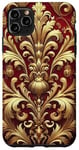 Coque pour iPhone 11 Pro Max Motif baroque rouge et beige royal