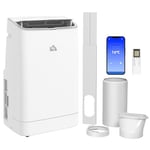 HOMCOM 14,000 BTU Portable Air Conditioner, Smart Home WiFi Compatible, 5-in-1 Heater Dehumidifier Cooler Fan, with Sleep Mode, Remote, 24H Timer, Window Venting Kit, A Energy Efficiency, 35m²