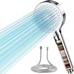 Pommeau de douche filtrante et tuyau de 1,5 m,20 étapes,pommeau de douche haute pression avec 5 modes,pommeau de douche universel à filtre à eau dure pour éliminer le chlore résiduel.[T10]