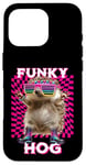 Coque pour iPhone 16 Pro Funky Hog, joli hérisson, disco, danse, rave trance