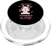 Cadeau Kpop Bunny avec inscription « Can't Hear You I'm Listening To K-pop » PopSockets PopGrip pour MagSafe