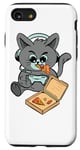 Coque pour iPhone SE (2020) / 7 / 8 Nerdy Gamer Cat Manger Pizza Jeux Vidéo