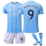 23-24 Manchester City hemmafotbollströjor 9 Haaland Ny säsong Senaste fotbollströja för vuxna barn Kids 20(110-120cm)