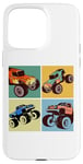 Coque pour iPhone 15 Pro Max I Love Monster Trucks Four 4 Monster Truck Party Style bande dessinée