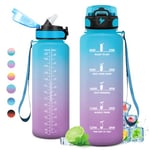 KollyKolla Gourde 1.5L Sport, Grande Gourde Gym, Étanche et Réutilisable, Bouteille d'eau avec Marqueur de Temps et Paille, Gourde sans BPA, pour Adulte, l'école, Voyage, Camping, Randonnée