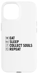 Coque pour iPhone 15 Eat Sleep Collect Souls répète Grim Reaper Halloween