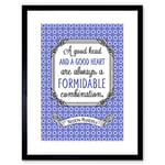 Wee Blue Coo Nelson Mandela Good Head Heart Formidable Quote Typography Art Framed Wall Art Print