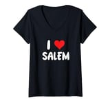 Womens I Love Salem - Heart - Massachusetts Witches Witch Halloween V-Neck T-Shirt