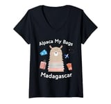 Womens Madagascar Alpaca My Bags Christmas Madagascar V-Neck T-Shirt