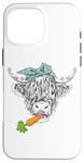 iPhone 16 Pro Max Cute Highland Cow Easter Spring Season Eggs Carrot Bandana Case