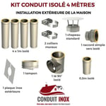 Kit conduit isole en exterieur - 4 mètres 180 - Inox