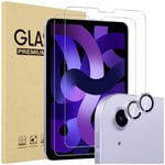 ProCase 2 Pack Screen Protector for iPad Air 5th Air 4th Generation 10.9" + 2 Pack Camera Lens Protector, 9H Hardness HD Clear Tempered Glass for iPad Air Gen 4 Gen 5 -Purple