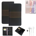 Wallet Case + headphones for Samsung Galaxy Note20 LTE Protective Cover Brown