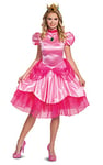 DISGUISE 10693B Princess Peach, Official Nintendo Super Mario Bros Adult Costume Dress and Crown Sized, Solid, Pink, M