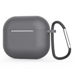 Compatible avec Apple AirPod 3ème génération 2021 - Coque de Protection en Silicone avec Porte-clés - LED Avant Visible - Gris