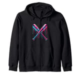 Cross Baseball Bat with SprinklesDrip Sports Player Softball Zip Hoodie