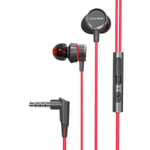 Wire Control Gaming Headphone 3.5mm In-ear Earbuds Wired Red As Shown