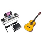 RockJam 61 Key Keyboard Piano Kit with Digital Piano Bench, Electric Piano Stand, Headphones Piano Note Stickers & Simply Piano Lessons & Music Alley 34 Inch Classical Junior Acoustic Guitar For Kids