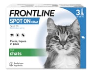 FRONTLINE 611042 Spot On Chat-Anti Puces, Tiques et Poux broyeurs-Protège L'Animal Pendant 4 Semaines Contre les Puces, 2 Semaines Contre les Tiques - Fabriqué en France-3 Pipettes Application Spot On