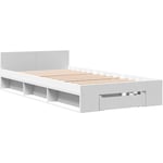 Cadre de lit avec tiroir blanc 90x190 cm bois d'ingénierie Vidaxl Blanc