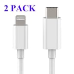 2-Pack USB-C till Lightning Kabel iPhone Snabb Laddare 2 Meter White 2-PACK Kabel