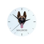 Malinois Belgian Shepherd - geometrisk väggklocka med ett foto och en inskription från märket Art-Dog