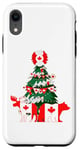 Coque pour iPhone XR Pull de Noël moche avec drapeau canadien et arbre de Noël