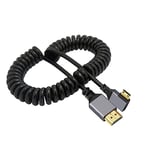 cablecc Câble spiralé extensible 4K 60Hz Mini HDMI 1.4 mâle vers mâle HDMI extensible coudé à gauche pour écran HDTV ordinateur portable