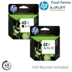 Original HP 62XL Black & Colour Ink Cartridges - For HP ENVY 5640 Printers