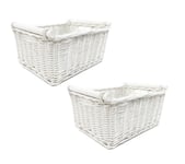 Kitchen Log Fireplace Wicker Storage Basket With Handles Xmas Empty Hamper Basket Natural,Set of 2 Extra Large 51 x 41 x 22 cm