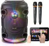 Portable Disco PA Speaker System with Bluetooth, Systèmes de sonorisation, Amplificateur de Voix, LED Light Effect, USB & Aux Input for MP3, 12"" 300w & 2 Wireless Microphones (VS-DSPA)