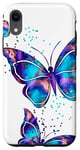 Coque pour iPhone XR Violet Papillon Galaxie Couleurs Papillons Espace Papillon