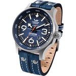 Vostok Europe YN55 Expedition Nordpol 1 Montre pour homme; avec rivets multiples, bracelet en cuir, date automatique, Bleu/bleu.