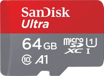 Atm Card Sandisk Ultra Microsdxc 64Gb + Adapter, 140Mb/S, A1, C10, Uhs-I/Sdsquab-064G-Gn6ma