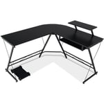 Helloshop26 - Bureau d'angle forme de l - 126,5 x 130 x 94 cm avec rangement pour cpu etagère pour ecran et plateau coulissant pour clavier