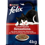 FELIX Countryside Sensations Nourriture sèche pour Chat au bœuf et au Poulet, 1 Paquet (1 x 4 kg)