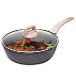 CAROTE Sauteuse 28cm avec Couvercle, Poele Revêtement Antiadhésif Pour Tous Feux Dont Induction, Sans PFOA, Wok Pour La Cuisine Quotidienne