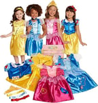 Disney Princess Dress Up Trunk, 21 Piece Amazon Exclusive Trunk Includes Aurora, Belle, Cinderella and Snow White Outfits, Accessories and Stickers, Ideal For Ages 3+