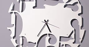 Homemania Horloge de Wall - Rangement, Livres - Mur, Salon, Chambre - Blanc en Métal, 50 X 0,15 X 50cm